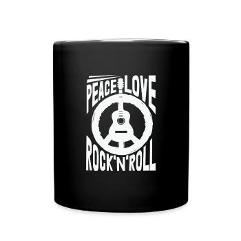 Peace Love Rock And Roll Gitarre Hippie - Tasse einfarbig - Schwarz - Vorne