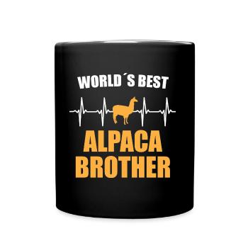 Alpaga frère Battement de coeur - Mug uni - noir - Devant