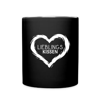 Herz Kissen - Tasse einfarbig - Schwarz - Vorne