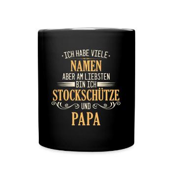 Stockschießen Eisstockschießen Eisstock Spruch - Tasse einfarbig - Schwarz - Vorne