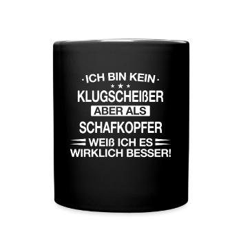 Schafkopfen Schafkopf Kartenspiel Spruch - Tasse einfarbig - Schwarz - Vorne