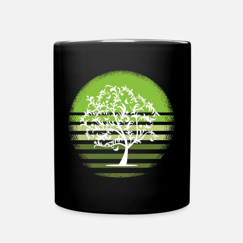 Nature arbre blanc retro feuillus coucher de soleil D - Mug uni - noir