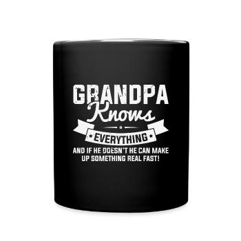 Grandpa Knows Everything Father's Day - Full Colour Mug - black - Front