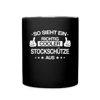 Stockschießen Eisstockschießen Eisstock Spruch - Tasse einfarbig - Schwarz - Vorne