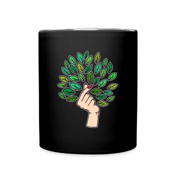 Umwelt Erde Baum Umweltschützer - Tasse einfarbig - Schwarz - Vorne