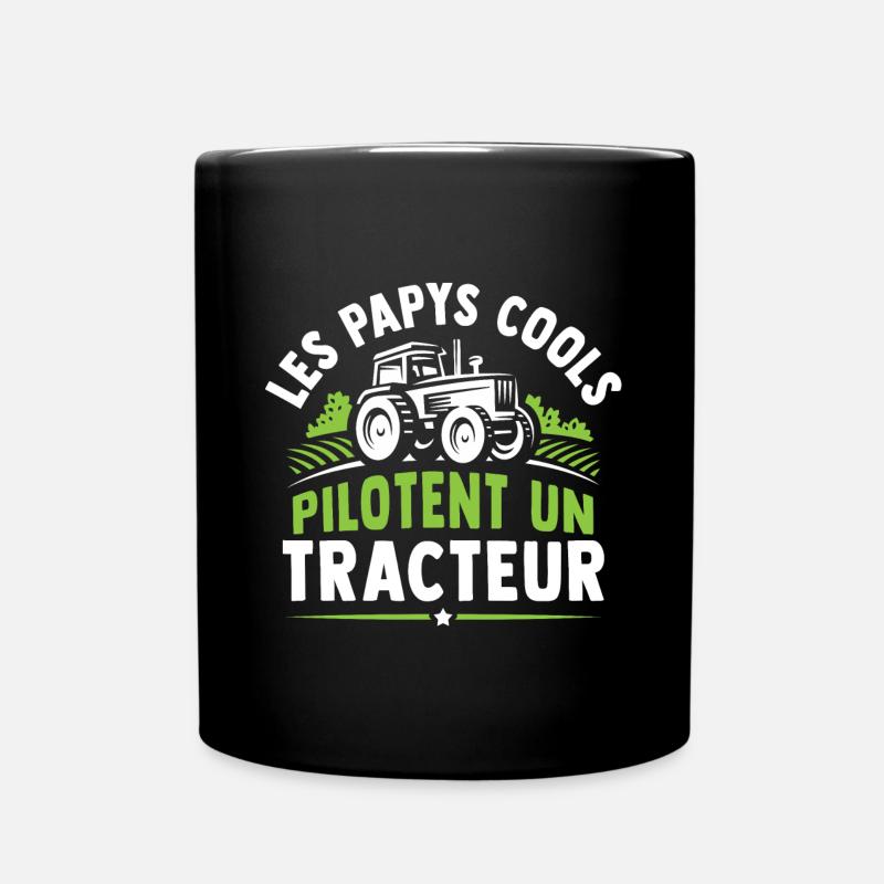 les papys cools pilotent un tracteur - Mug uni - noir