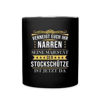 Stockschießen Eisstockschießen Eisstock Spruch - Tasse einfarbig - Schwarz - Vorne