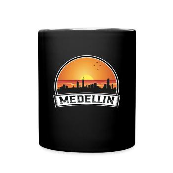 Medellin Kolumbien Skyline Vintage Sonnenuntergang Reise So - Tasse einfarbig - Schwarz - Vorne