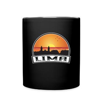 Lima Peru Skyline Vintage Sonnenuntergang Reise Souvenir - Tasse einfarbig - Schwarz - Vorne