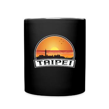 Taipei Taiwan Skyline Vintage Sunset Travel Souven - Full Colour Mug - black - Front