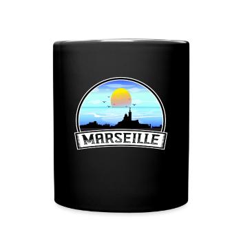 Marseille France Skyline Vintage Sunset Travel Sou - Full Colour Mug - black - Front