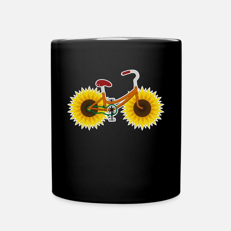 Fahrrad Sonnenblume - Tasse einfarbig - Schwarz