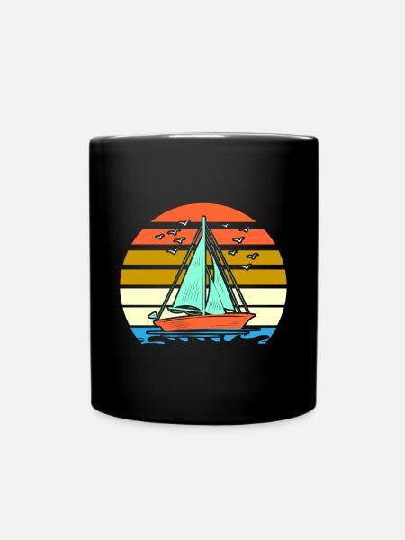 retro Segelboot t-Shirt sailing sail Segelschiff - Tasse einfarbig - Schwarz