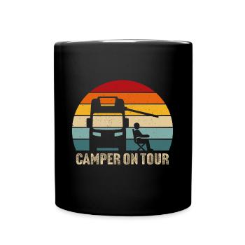 Camper on Tour Wohnmobil Camping T-Shirt - Tasse einfarbig - Schwarz - Vorne