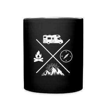 camping motorhome campfire compass camping - Tasse einfarbig - Schwarz - Vorne
