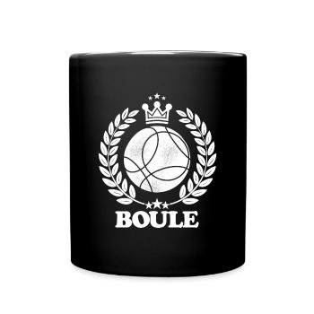 Boule King mit Krone Outfit für Petanque und Boule - Tasse einfarbig - Schwarz - Vorne
