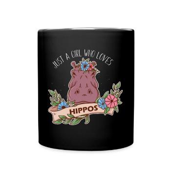 Nur ein Mädchen, das Nilpferde liebt Nilpferd - Tasse einfarbig - Schwarz - Vorne