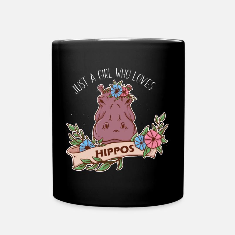 Juste une fille qui aime les hippopotames hippopotames - Mug uni - noir