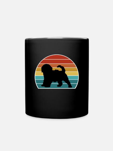 Cockapoo Dog Silhouette Vintage Sonnenuntergang für Hund Lov - Tasse einfarbig - Schwarz