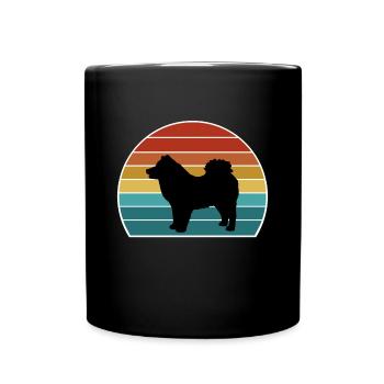 Eurasier Dog Silhouette Vintage Sonnenuntergang für Hund Lov - Tasse einfarbig - Schwarz - Vorne