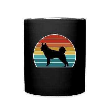 Jamthund Dog Silhouette Vintage Sunset for Dog Lov - Full Colour Mug - black - Front