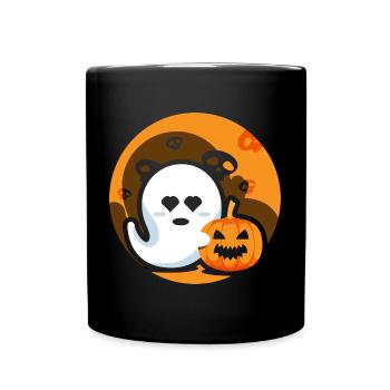 Gespenst Kürbis Freundschaft Halloween Spooky - Tasse einfarbig - Schwarz - Vorne