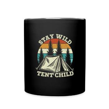 Stay Wild Zelt Kinder Camping Outdoor - Tasse einfarbig - Schwarz - Vorne