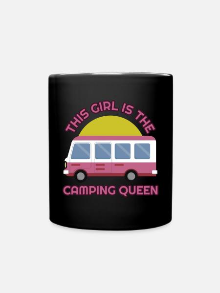 This Girl is the Camping Queen Motorhome - Full Colour Mug - black