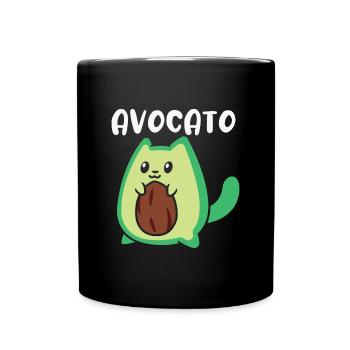 Avocato Lustige Avocado Liebhaber Katze - Tasse einfarbig - Schwarz - Vorne