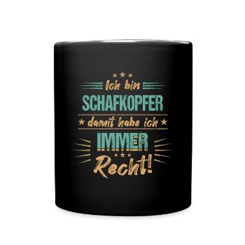 Schafkopfen Schafkopf Kartenspiel Spruch - Tasse einfarbig - Schwarz - Vorne
