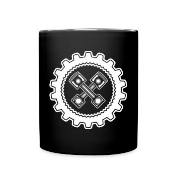 Pistons croisés avec engrenage pour une mécanique fière - Mug uni - noir - Devant