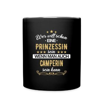 Camping Wohnwagen Camper Wohnmobil Campen - Tasse einfarbig - Schwarz - Vorne