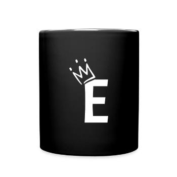 Buchstabe E mit Krone - Tasse einfarbig - Schwarz - Vorne