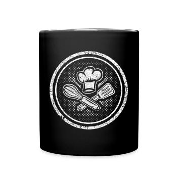 Kochmütze Pfannenwender Schneebesen - Coole Köche - Tasse einfarbig - Schwarz - Vorne