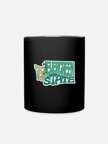 Die Evergreen State Washington Karte Wortwolke - Tasse einfarbig - Schwarz