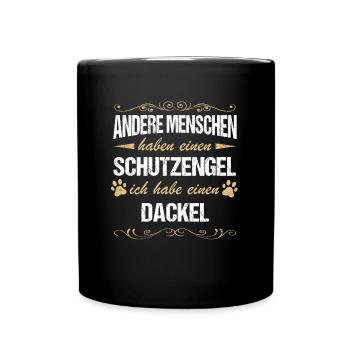 Dackel Dachshund Hund Hundehalter - Tasse einfarbig - Schwarz - Vorne