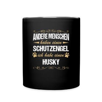 Husky Siberian Husky Hund Hundehalter - Tasse einfarbig - Schwarz - Vorne