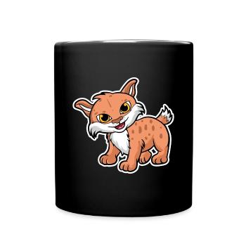 Lynx Cartoon Illustration Kawaii Für Kinder - Tasse einfarbig - Schwarz - Vorne