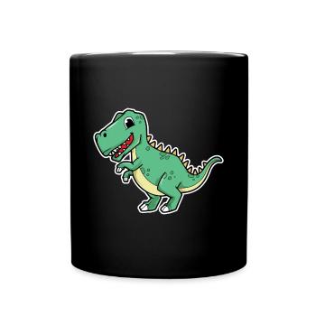 Dinosaurier Cartoon Illustration Kawaii für Kinder - Tasse einfarbig - Schwarz - Vorne