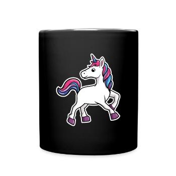 Unicorn Cartoon Illustration Kawaii pour les enfants - Mug uni - noir - Devant