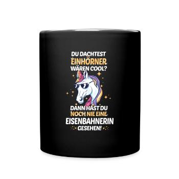Eisenbahner Lokführer Eisenbahn Bahn Beruf Spruch - Tasse einfarbig - Schwarz - Vorne