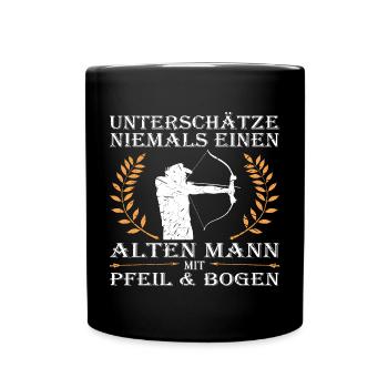Bogenschießen, Bogensport, Bogenschütze, Archery - Tasse einfarbig - Schwarz - Vorne