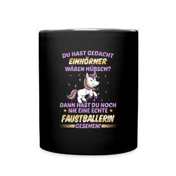 Faustball Fistball Sport Faustballer Spruch - Tasse einfarbig - Schwarz - Vorne