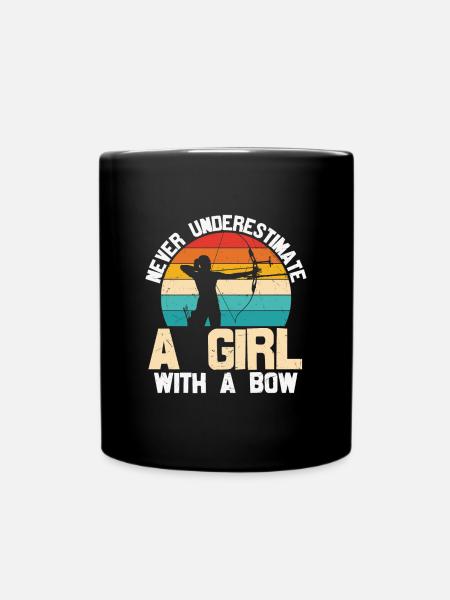 Funny Archery Design For Girls Bowhunter - Full Colour Mug - black