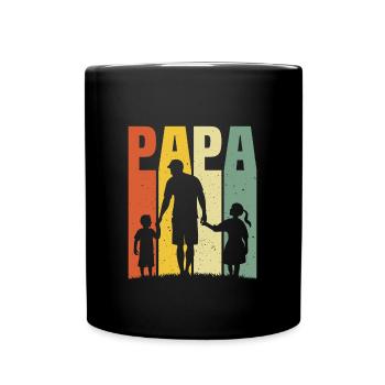 Vater und Tochter - Vater und Sohn, Vater Sohn und Tochter - Tasse einfarbig - Schwarz - Vorne