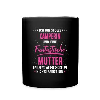 Camping Wohnwagen Camper Wohnmobil Campen - Tasse einfarbig - Schwarz - Vorne
