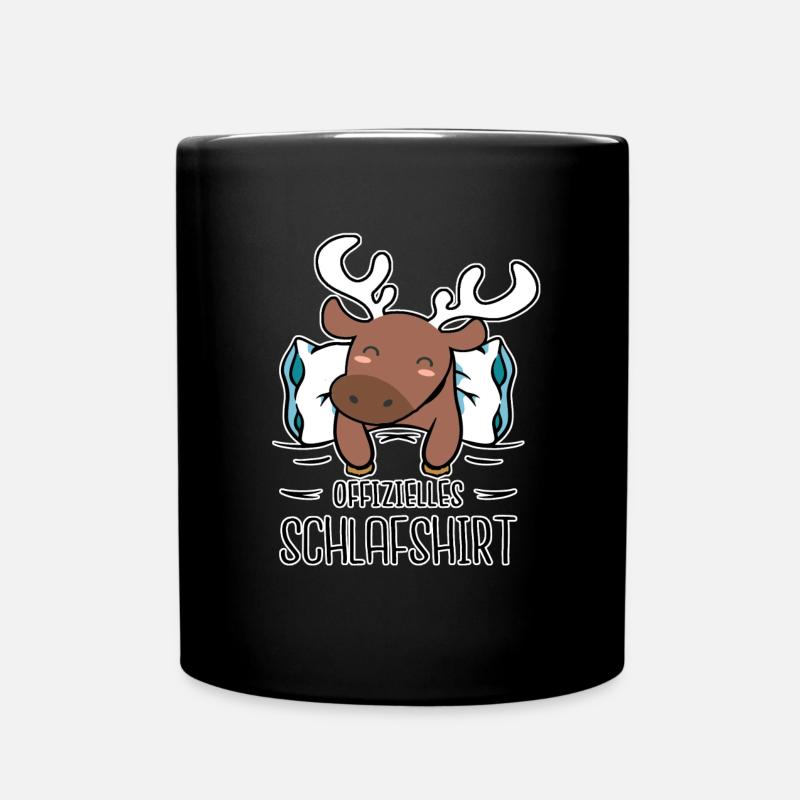 Offizielles Schlafshirt Elch Pyjama Schlafanzug - Tasse einfarbig - Schwarz