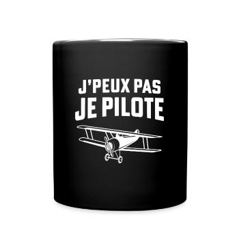 J'peux pas je pilote t-shirt vintage avion - Mug uni - noir - Devant