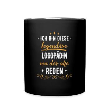Logopädin Logopädie Rehabilitation Beruf Spruch - Tasse einfarbig - Schwarz - Vorne