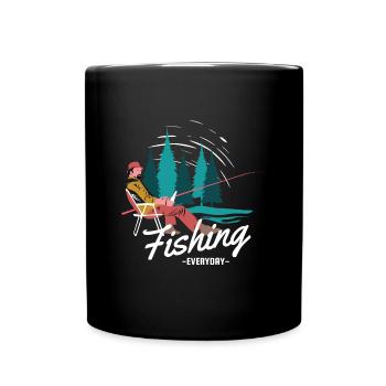 Funny Fishing Quote Fishing Everyday - Full Colour Mug - black - Front